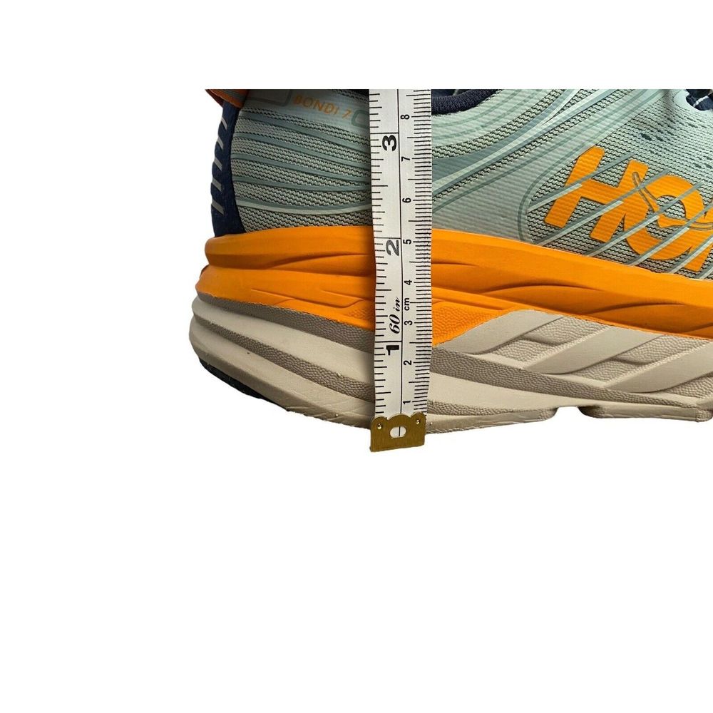 Hoka One One Womens 8.5 Bondi 7 Running Walking Cushion Comfy Workout Blue Shoes - Picture 12 of 13